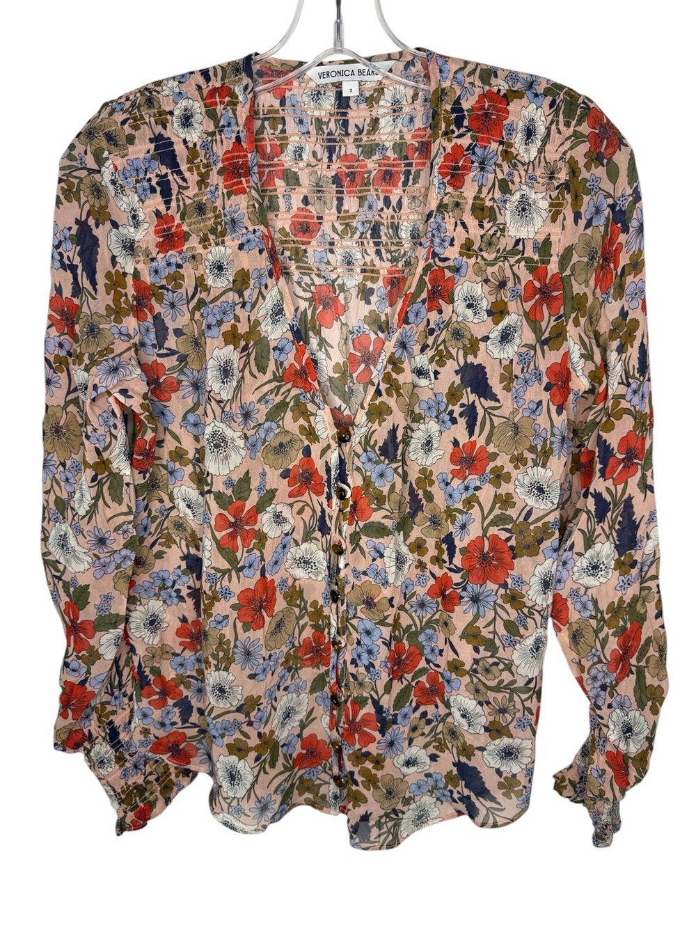 Veronica Beard Neha Floral Print Top Size 2
